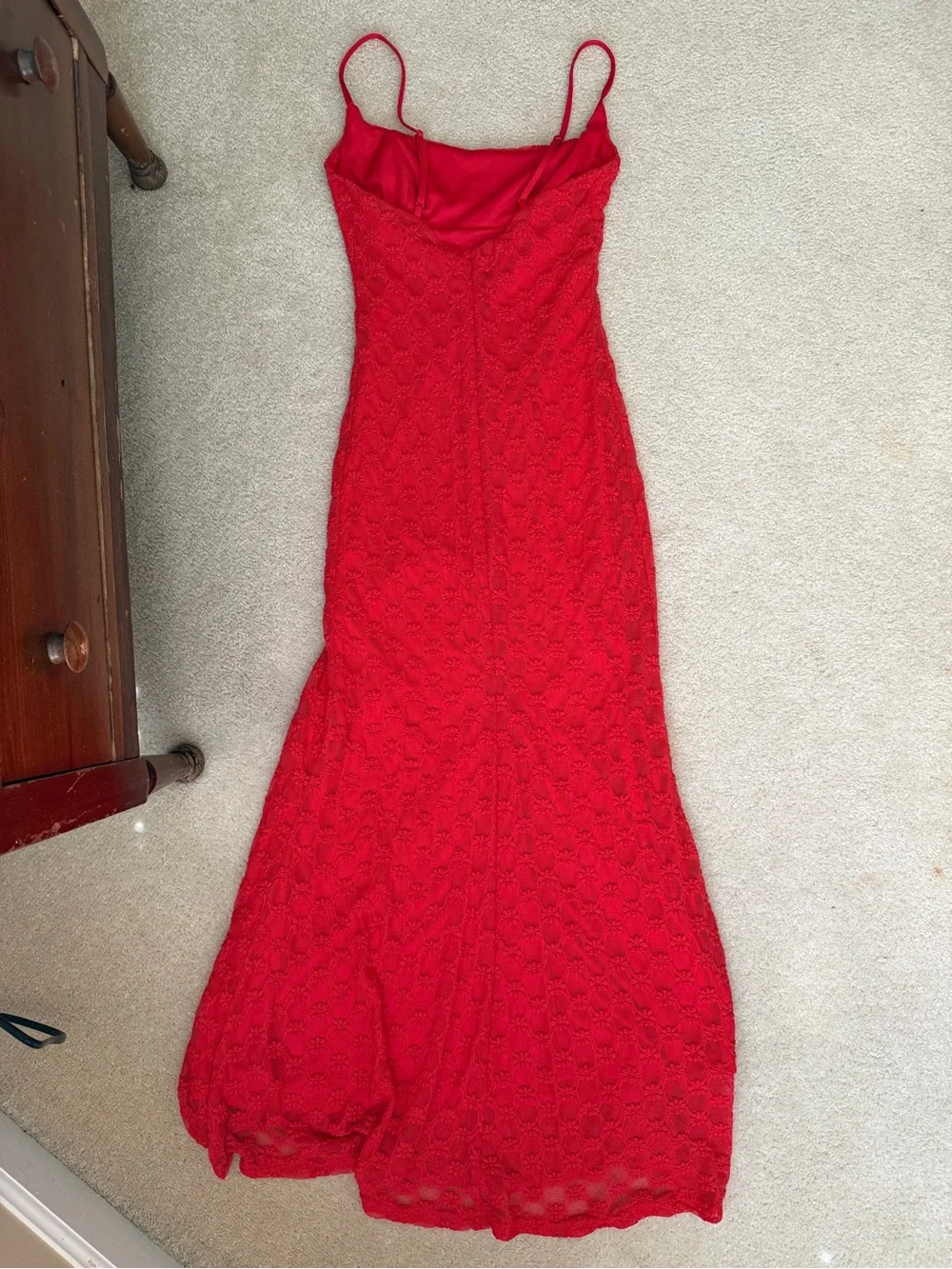 Bardot Red Lace Maxi Slip Dress - Picture 5 of 5